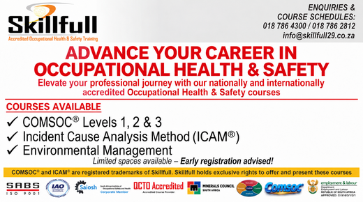 Skillfull — COMSOC® Levels 1, 2 & 3 • Incident Cause Analysis Method (ICAM®) • Environmental Management... 018 786 4300 / 018 786 2812 · info@skillfull29.co.za