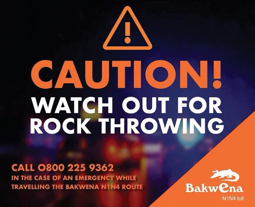Rocks thrown at motorists on N4