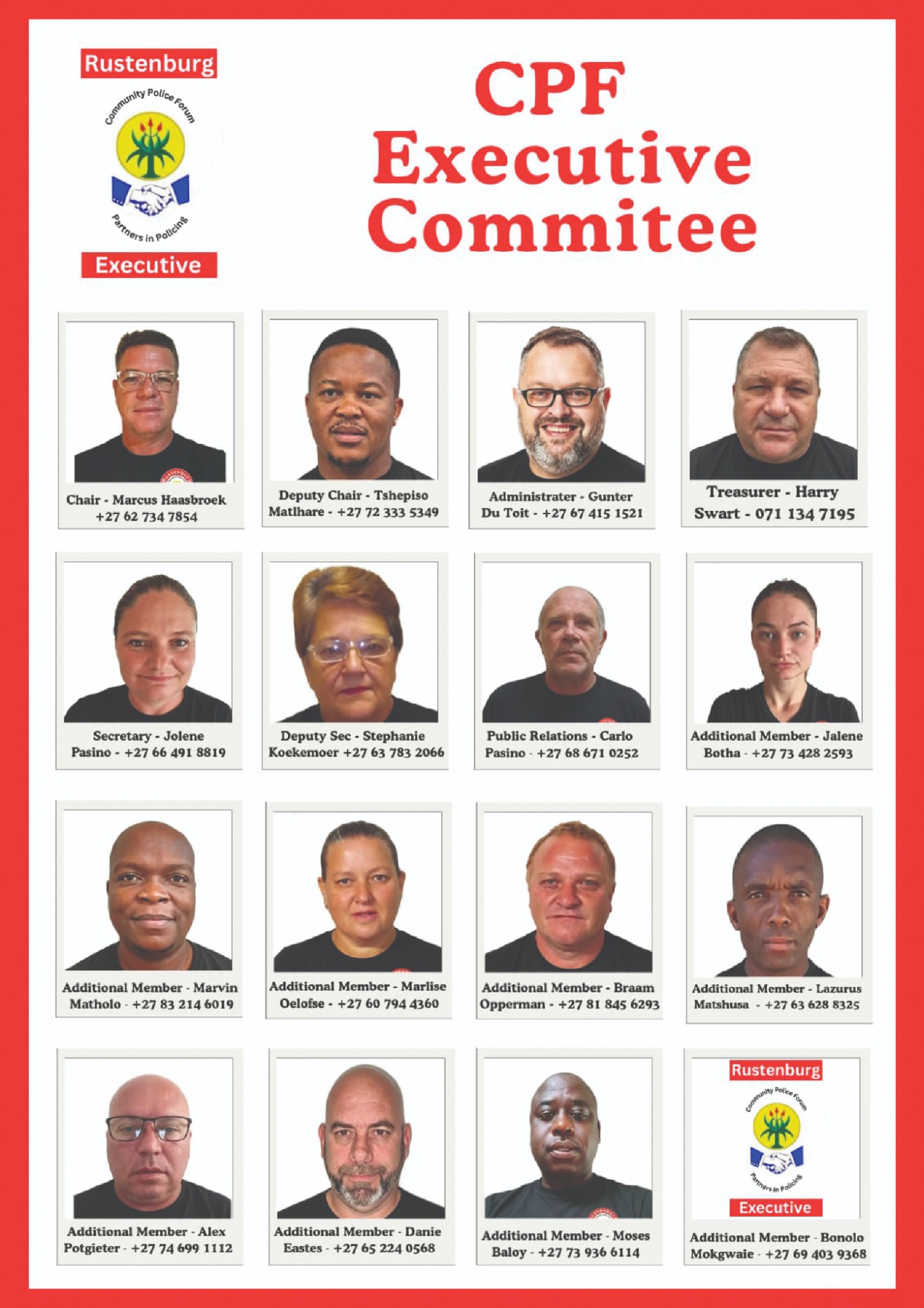 Rustenburg CPF Executive Committee.