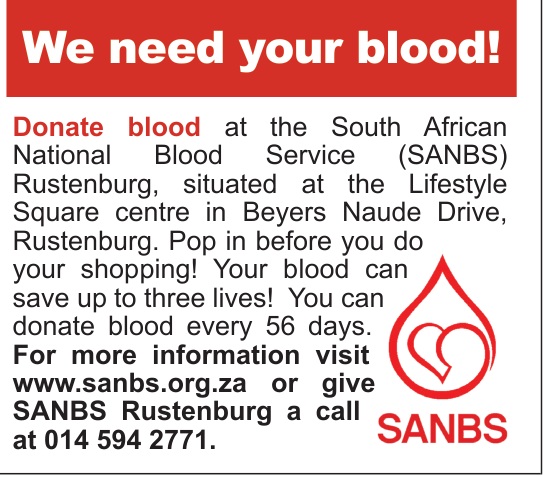 SANBS Rustenburg — We need your blood!