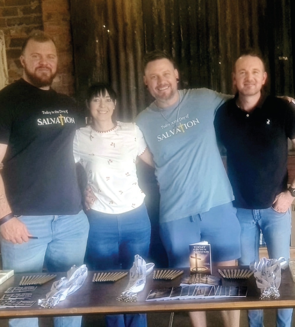 From left: youth pastor Corné de Klerk, Monostat owner Maryke Human, J.D. Labotskii of True Christian Ministry, and Monostat owner Francois Hamman.